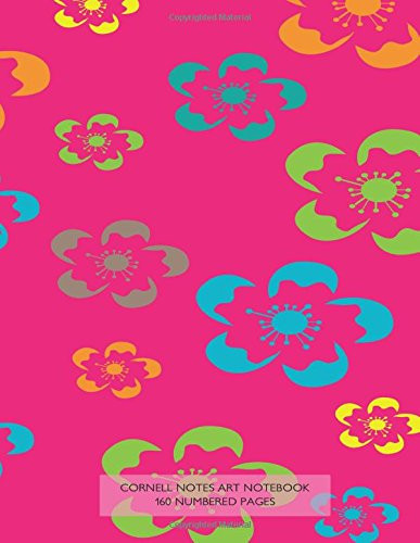 Cornell Notes Art Notebook 160 Numbered Pages Notebook for Cornell Notes with Pink Flowery Cover - 8.5"x11" Ideal for Studying, Includes Guide to Effective Studying and Learning