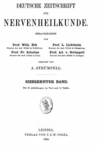 Deutsche Zeitschrift Für Nervenheilkunde