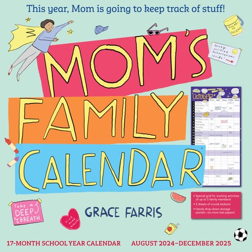 Mom's Family Wall Calendar 2024-2025: 17-Month Calendar August 2024-December 2025