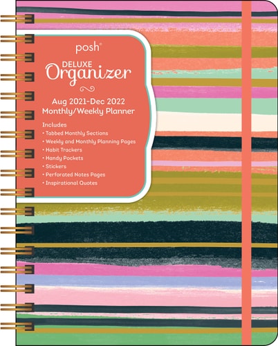 Posh: Deluxe Organizer 17-Month 2021-2022 Monthly/Weekly Planner Calendar: Brushstroke Stripe