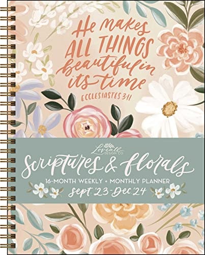 Scriptures and Florals 16-Month 2023-2024 Weekly/Monthly Planner Calendar