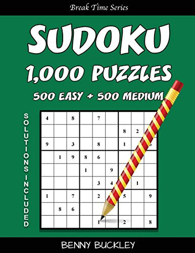 Sudoku Puzzle Book, 1,000 Puzzles, 500 Easy and 500 Medium, Solutions Included A Break Time Series Book