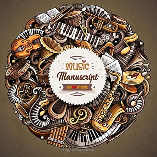 Music Manuscript Book Perfect for Kids Large Stave Manuscript Paper 40 Pages - 6 Staves Per Page