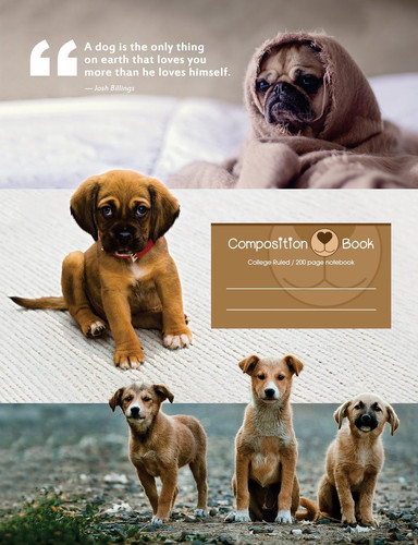 Composition Book College Ruled Notebook Journal for School, Student, Teacher, Office 7. 44 X 9. 69in Dogs Theme