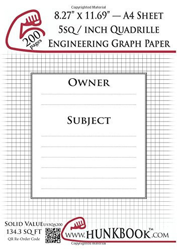 Engineering Graph Paper (200pages/White) 5Sq/Inch (1/5 ) Quadrille - A4 Sheet