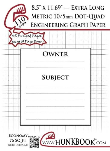 Engineering Graph Paper (110pages/White) Metric 10/5mm Dot-Quadrille - ExtraLegal Size
