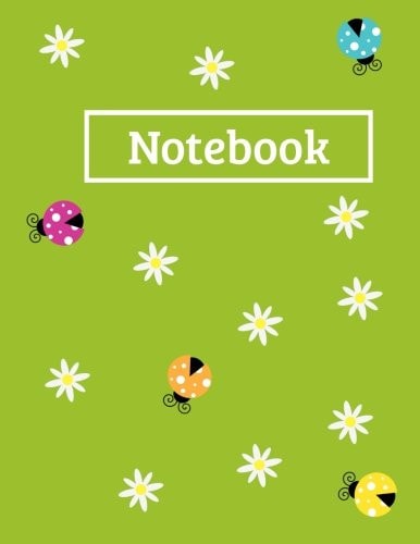 Notebook Unlined Notebook Journal Diary Daisy Flower and Ladybug 8.5 X 11 Large 100 Pages