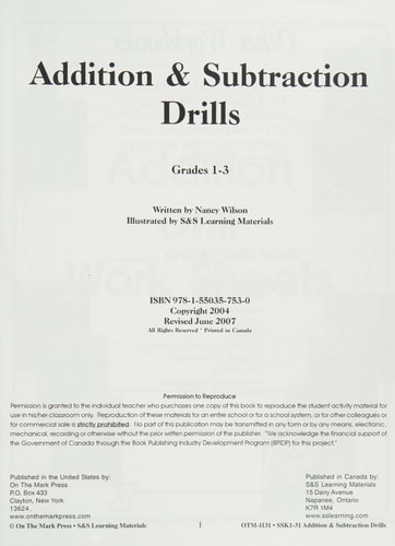 Addition & Subtraction Drills : Grades 1-3