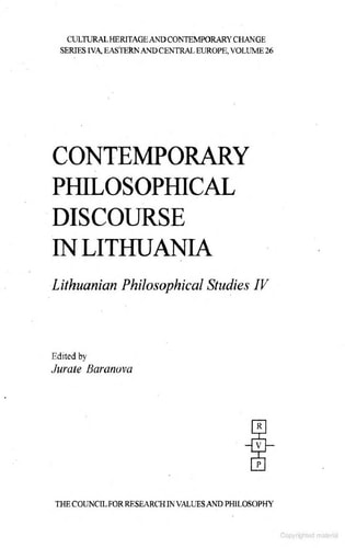 Contemporary Philosophical Discourse in Lithuania