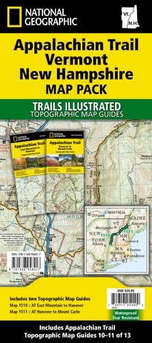 National Geographic Trails Illustrated Map 2020 Appalachian Trail Vermont, New Hampshire Map Pack Bundle