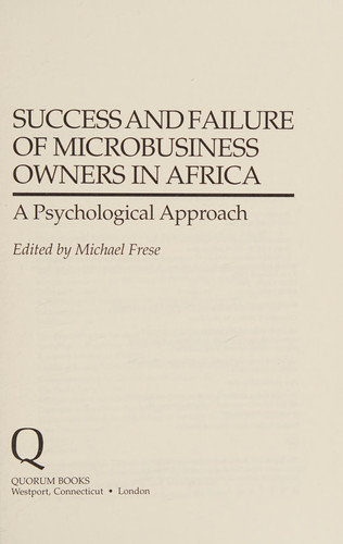 Success and Failure of Microbusiness Owners in Africa: A Psychological Approach