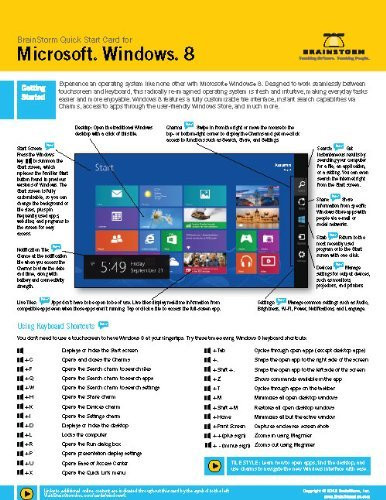 Microsoft Windows 8 Operating System Training & Quick Tips, Tricks & Shortcuts - 6 Page Tri-Fold (Software Quick Reference Cards) by Author: BrainStorm Inc. (2013-05-04)