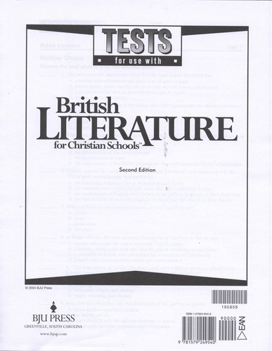British Literature Tests Grd 12 2nd Edition
