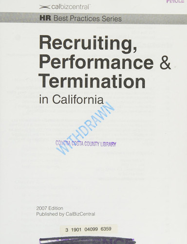 Recruiting, Performance & Termination in California