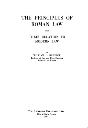 The Principles of Roman Law and Their Relation to Modern Law