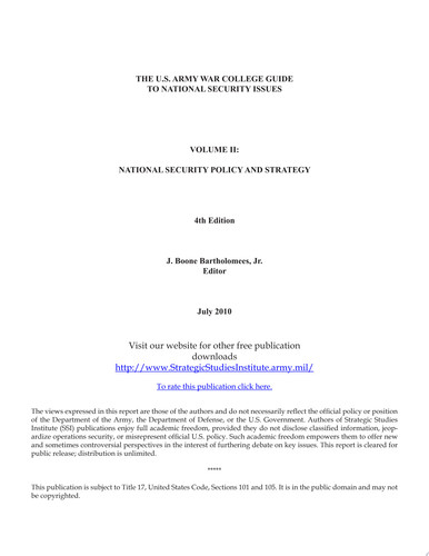 U.S. Army War College Guide to National Security Issues