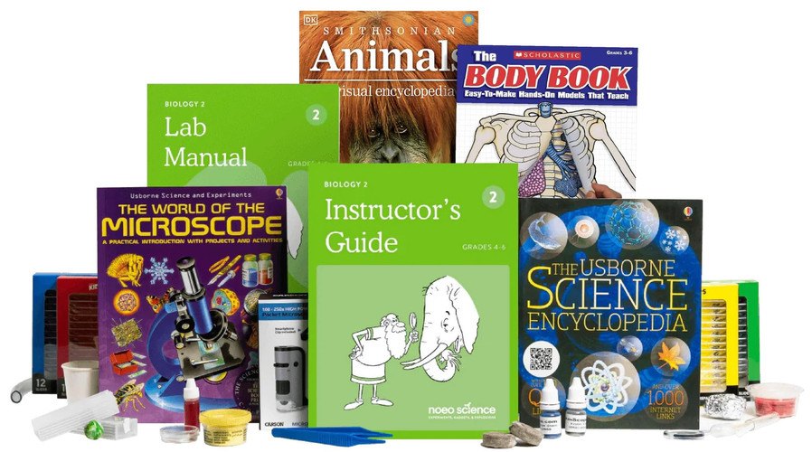Noeo Science Biology 2 (Grades 4-6), Biology Books Complete Course with Lesson Plans, Lab Manuals and Experiments, Comprehensive Homeschool Curriculum