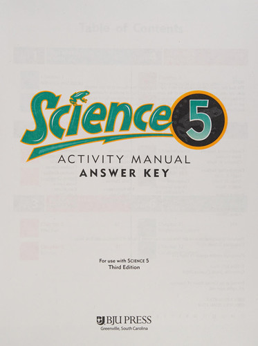 Science 5 Activity Manual Answer Key 3rd Edition