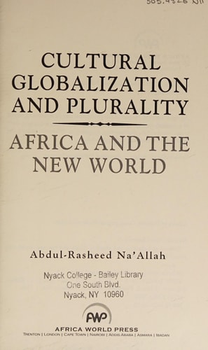 Cultural Globalization and Plurality Africa and the New World