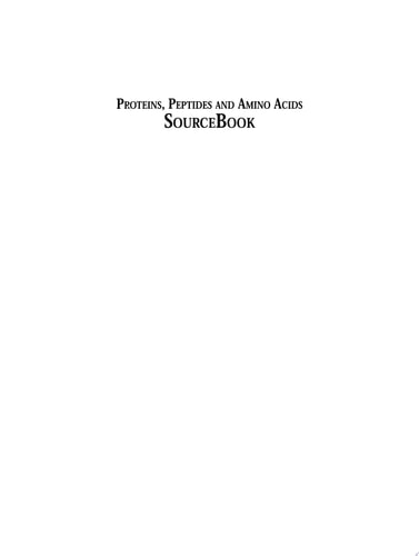 Proteins, Peptides and Amino Acids SourceBook