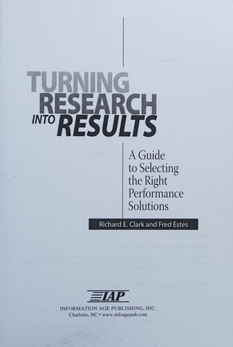 Turning Research Into Results A Guide to Selecting the Right Performance Solutions