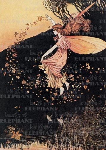 Fairy Scattering Leaves - Birthday Greeting Card
