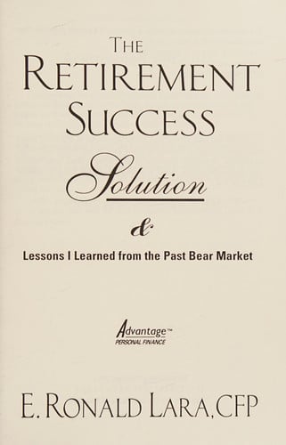 The Retirement Success Solution Lessons I Learned from the Past Bear Market
