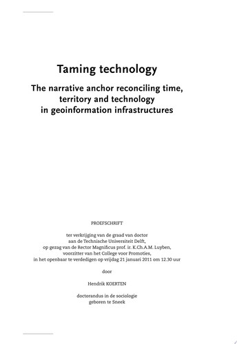 Taming Technology The Narrative Anchor Reconciling Time, Territory and Technology in Geoinformation Infrastructures