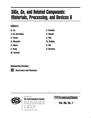 SiGe, Ge, and Related Compounds: Materials, Processing, and Devices 8