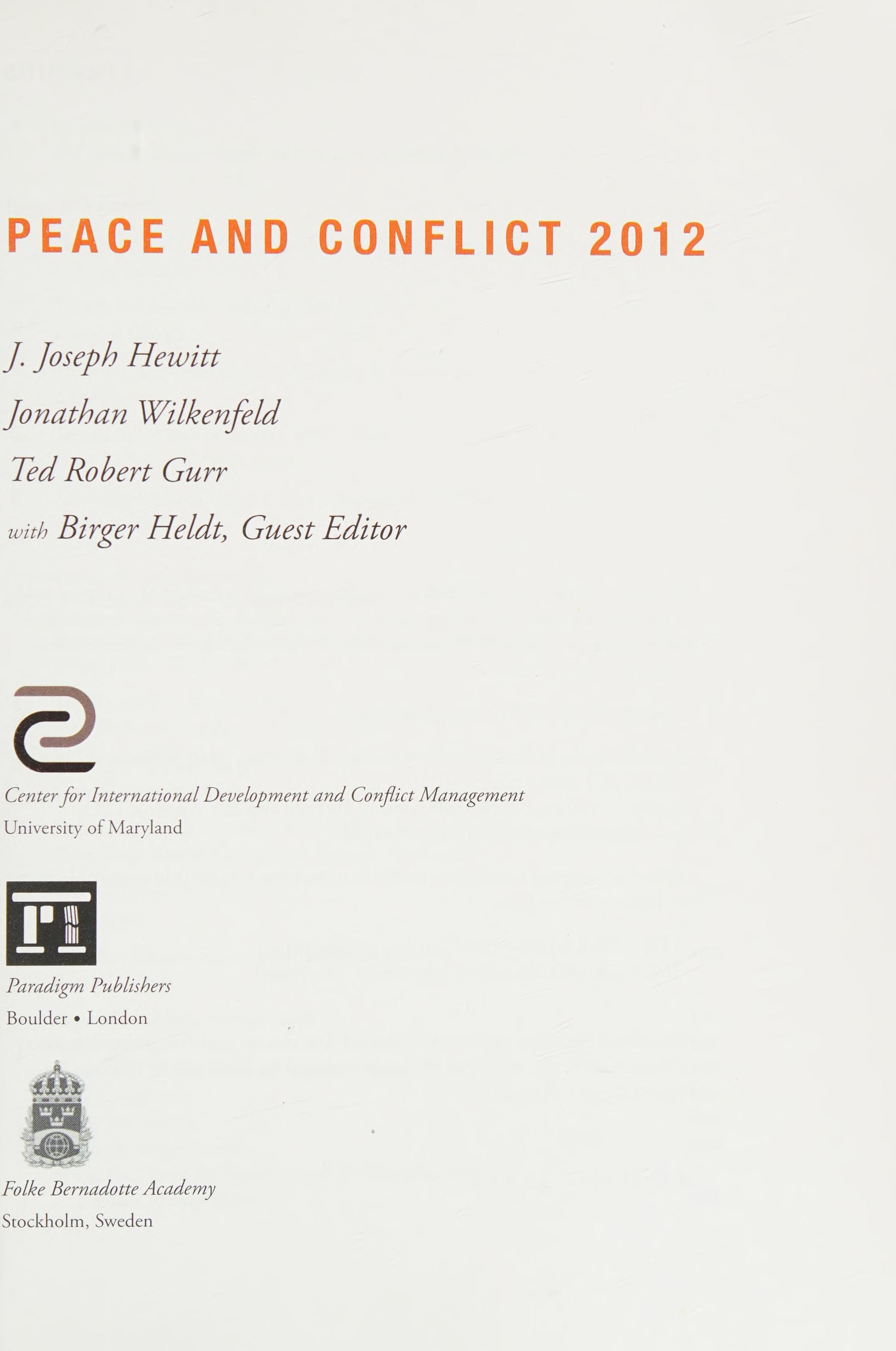 Peace and Conflict 2012