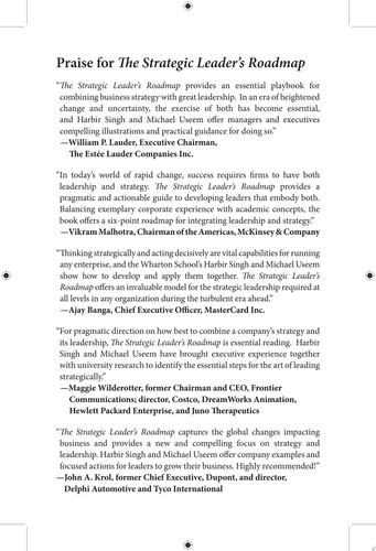 The Strategic Leader's Roadmap 6 Steps for Integrating Leadership and Strategy