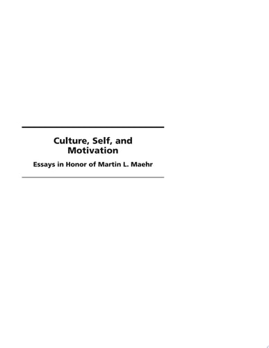 Culture, Self, and, Motivation