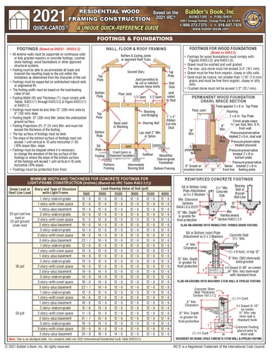 2021 Residential Wood Framing Construction Quick-Card Based On 2021 IRC
