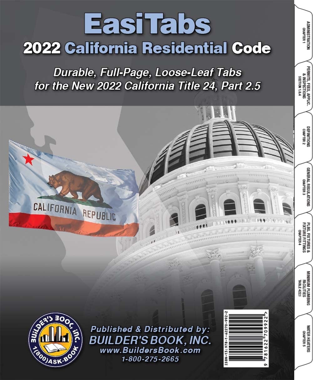 2022 California Residential Code, Title 24 Part 2.5 Loose-Leaf EasiTabs