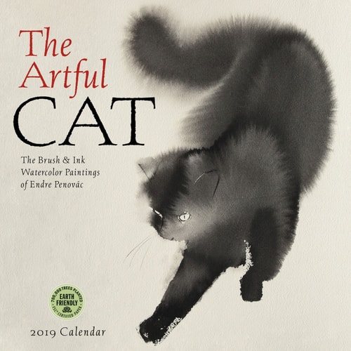 The Artful Cat 2019 Wall Calendar: Brush & Ink Watercolor Paintings by Endre Penovac