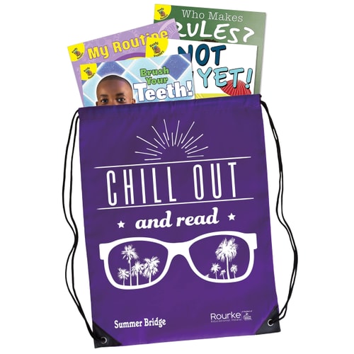 Summer Bridge Activities PreK-K Bundle, Ages 4-5, Summer Learning Kindergarten Workbook, Alphabet Flash Cards, Nonfiction and Fiction Children's Books, Drawstring Bag