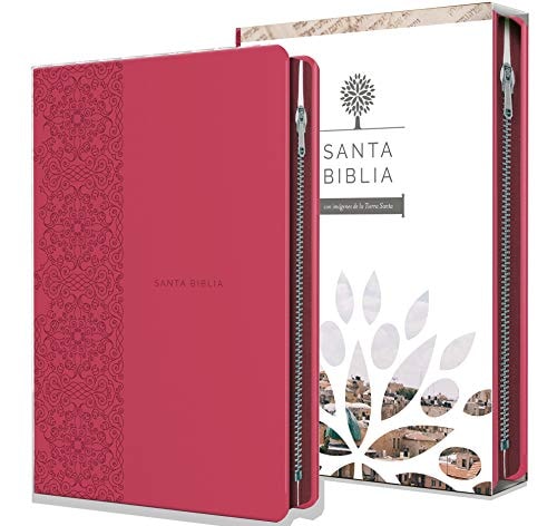 Biblia Reina Valera 1960 letra grande. Símil piel fucsia, cremallera, tamaño manual / Spanish Holy Bible RVR 1960. Handy Size, Large Print, Leathersoft, Zipp