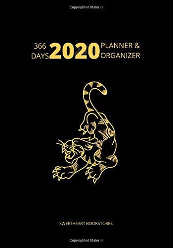 366 Days 2020 Planner & Organizer: Hourly, Daily And Monthly Agenda With Year Calendars 2020 - 2021, 7"x10", 416 Pg. Black And Gold Panther. Your ... For Business And Study,Ideal Gift.Leap Year