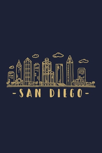 San Diego San Diego Skyline Inspired Design. City of California, Sights and Landmarks. Travel Cityscape. Paper Planner, 6 X 9 Inch Soft Cover, Matte Finish