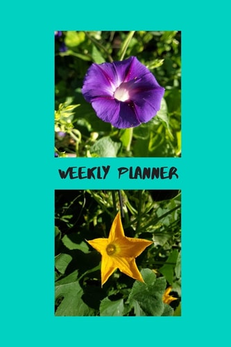 Weekly Planner Flower Blossom 6x9 Soft Cover Undated Planning Book. One Week Per Page