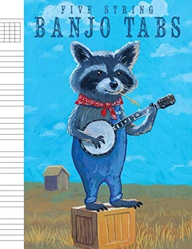 5-String Banjo Tabs : Note-Book of Blank Tablature Sheets with Raccoon Playing a Song: for Bluegrass and Folk Music Composition