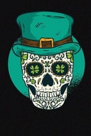 Saint Patricks Day Sugar Skull Shamrock Dot Grid Saint Patricks / Journal Sketchbook Gift - ( 6 X 9 Inches - Approx DIN a 5 ) - 120 Pages -- Softcover
