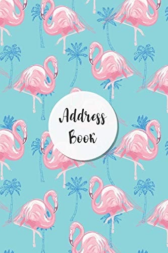 Address Book Blue Background and Pink Flamingo Design - Keep Your Important Contacts in The One Organizer Name, Addresses, Email, Phone Numbers, Birthday - Custom Alphabetical Organizer