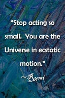 Stop Acting So Small. You Are the Universe in Ecstatic Motion. Rumi Notebook Lined Journal, 120 Pages, 6 X 9 Inches, Spiritual Gift, Soft Cover, Black Matte Finish