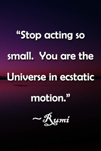 Stop Acting So Small. You Are the Universe in Ecstatic Motion. Rumi Notebook Lined Journal, 120 Pages, 6 X 9 Inches, Fun Gift, Soft Cover, Rainbow Flag Matte Finish