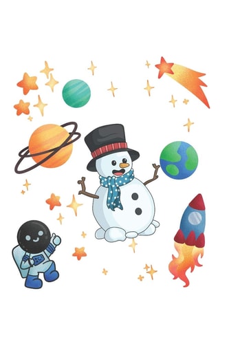 Christmas Snowman Universe Notebook Graph Paper Journal 6x9 - 120 Pages