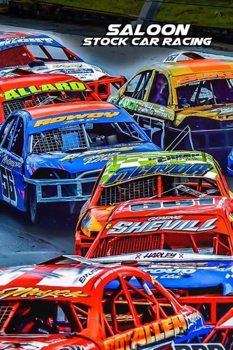 Saloon Stock Car Racing 120 Pages, Lined Paper, Paperback Notebook