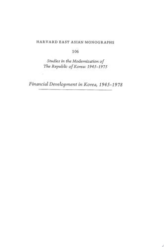 Financial Development in Korea, 1945–1978