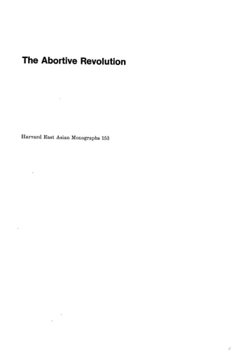 The Abortive Revolution: China Under Nationalist Rule, 1927–1937
