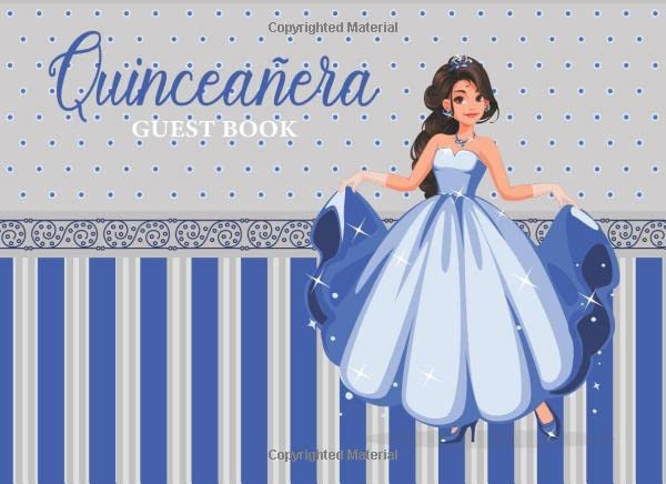Quinceanera Guest Book 15th Years Old Birthday Party Blue Guestbook - Spanish Edition